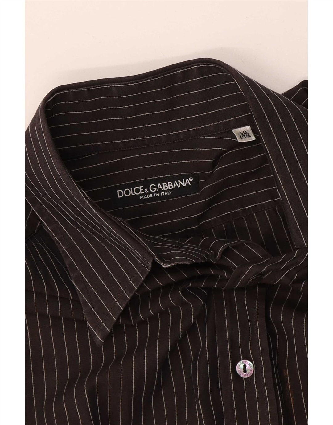 Cămașă pentru bărbați Dolce & Gabbana Mărimea 40 15 1/2 Medium Black Pinstripe