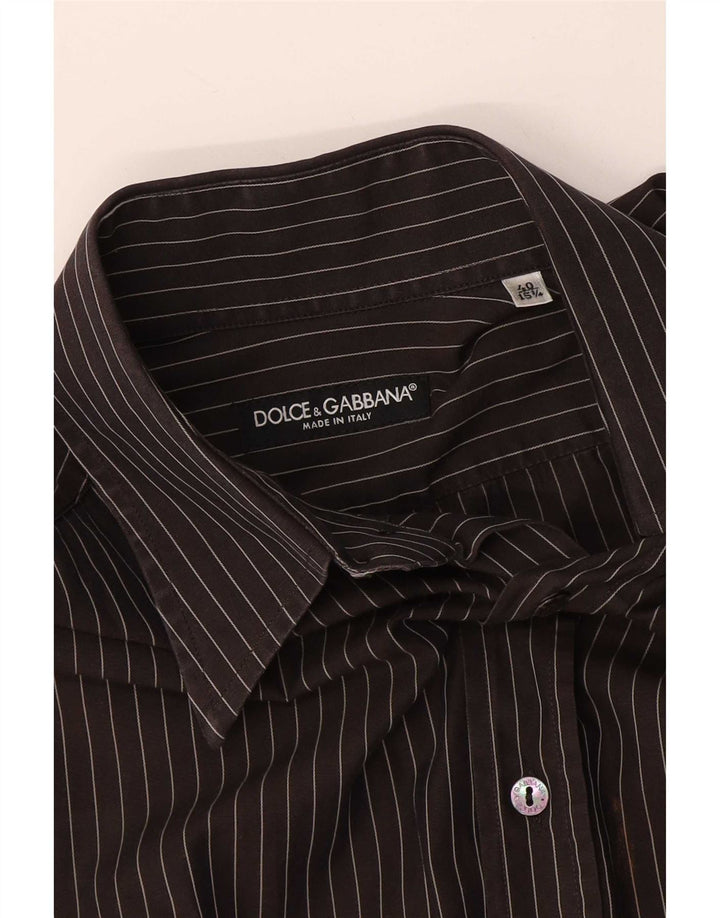 Cămașă pentru bărbați Dolce & Gabbana Mărimea 40 15 1/2 Medium Black Pinstripe