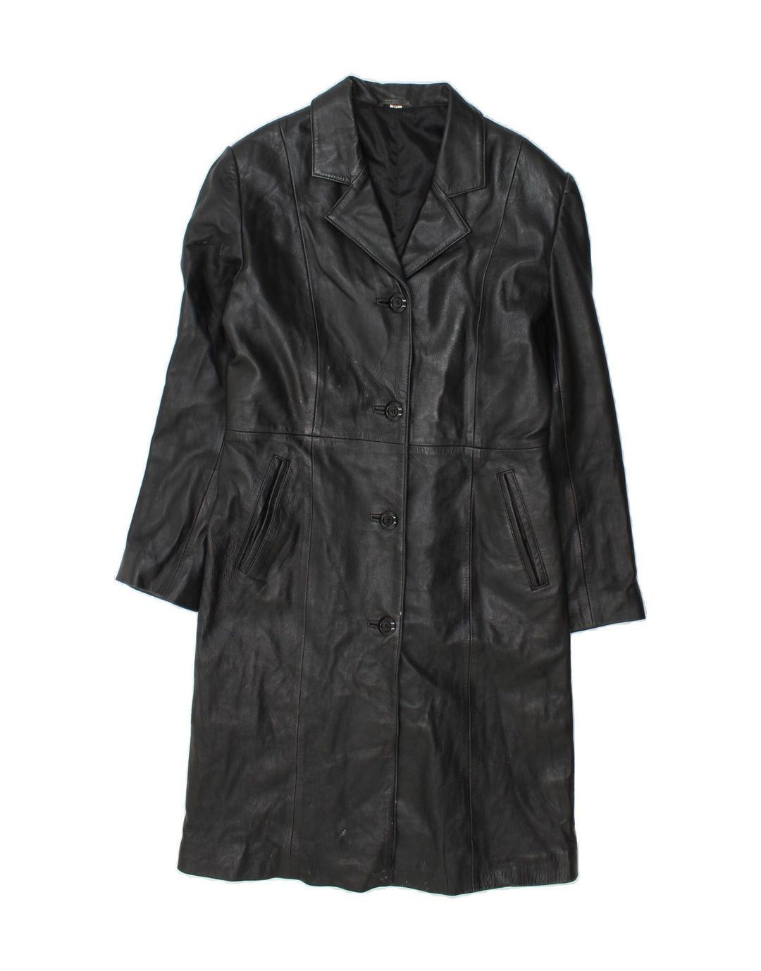 VINTAGE Womens Leather Coat UK 12 Medium Black Leather Vintage Vintage and Second-Hand Vintage from Messina Hembry 