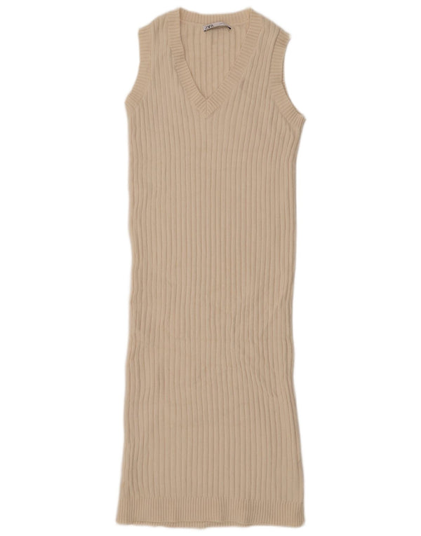 Rochie cu pulover fără mâneci Zara pentru femei UK 14 Medium Off White Acrylic