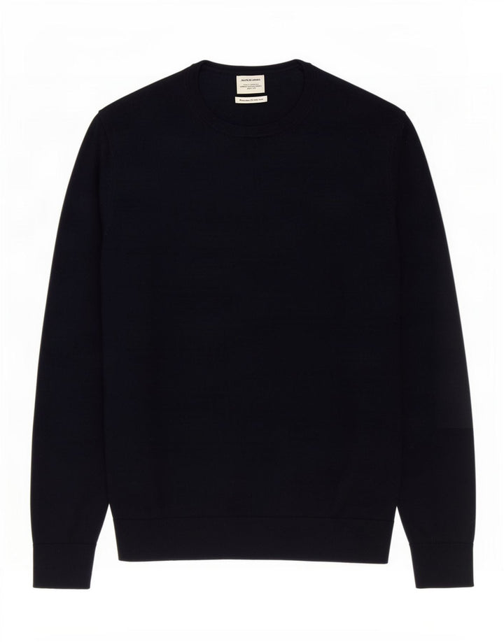 Pulover Jack & Jones pentru bărbați cu gât crew pulover din lână merinos albastru bleumarin mediu