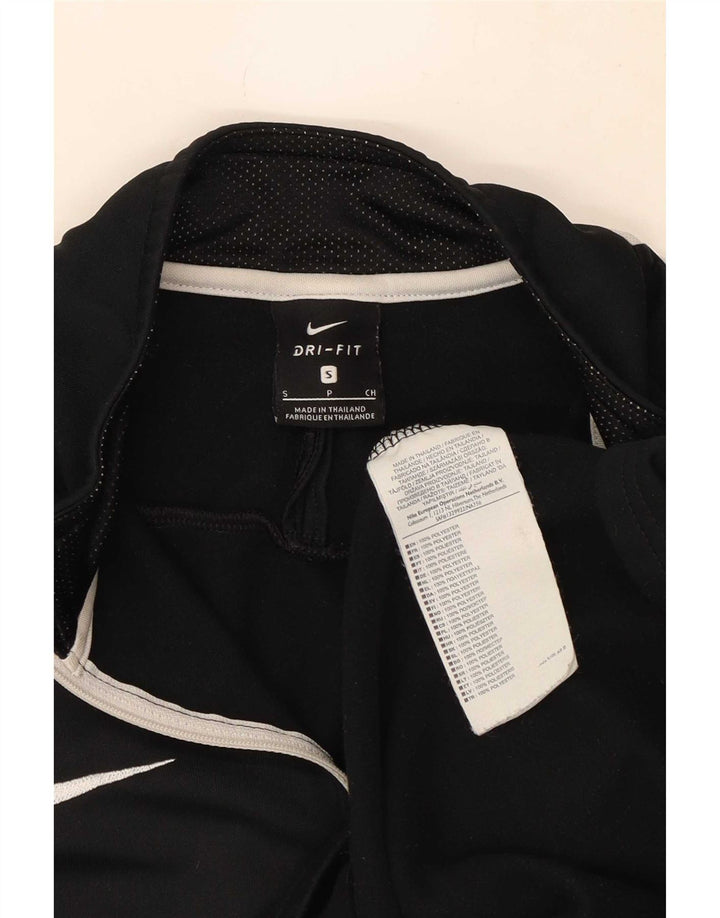 Top de trening pentru bărbați Dri Fit, cu fermoar și gât, color block, negru
