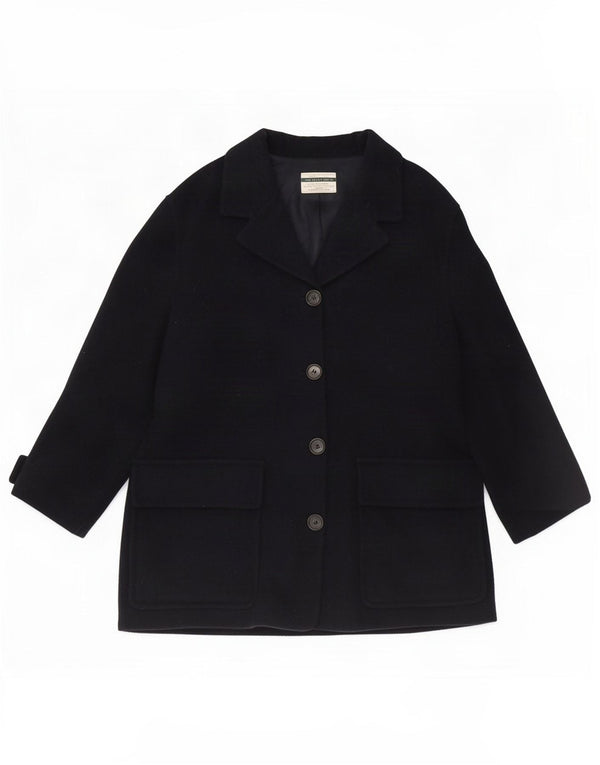Benetton Womens Overcoat IT 44 Medium Bluemarin Blue Wool