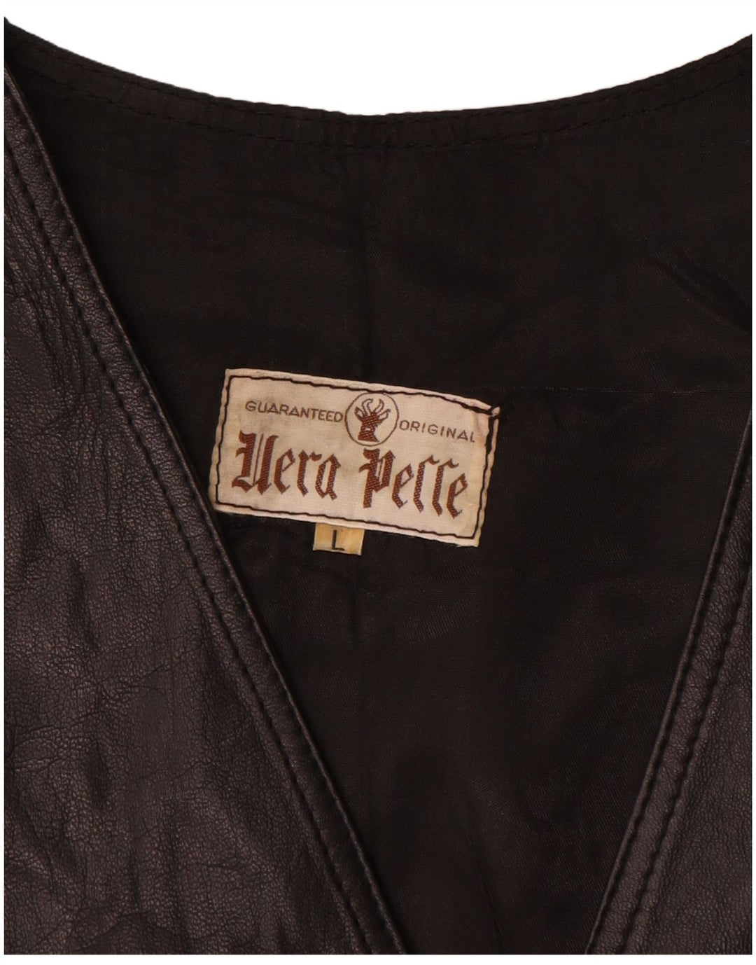 Vestă din piele vintage pentru bărbați, mare, neagră