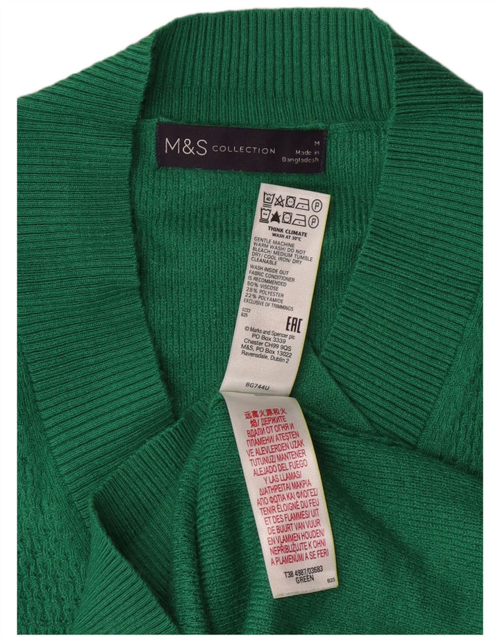 MARKS & SPENCER Pulover cu paragate cu decolteu în V pentru femei UK 14 verde mediu