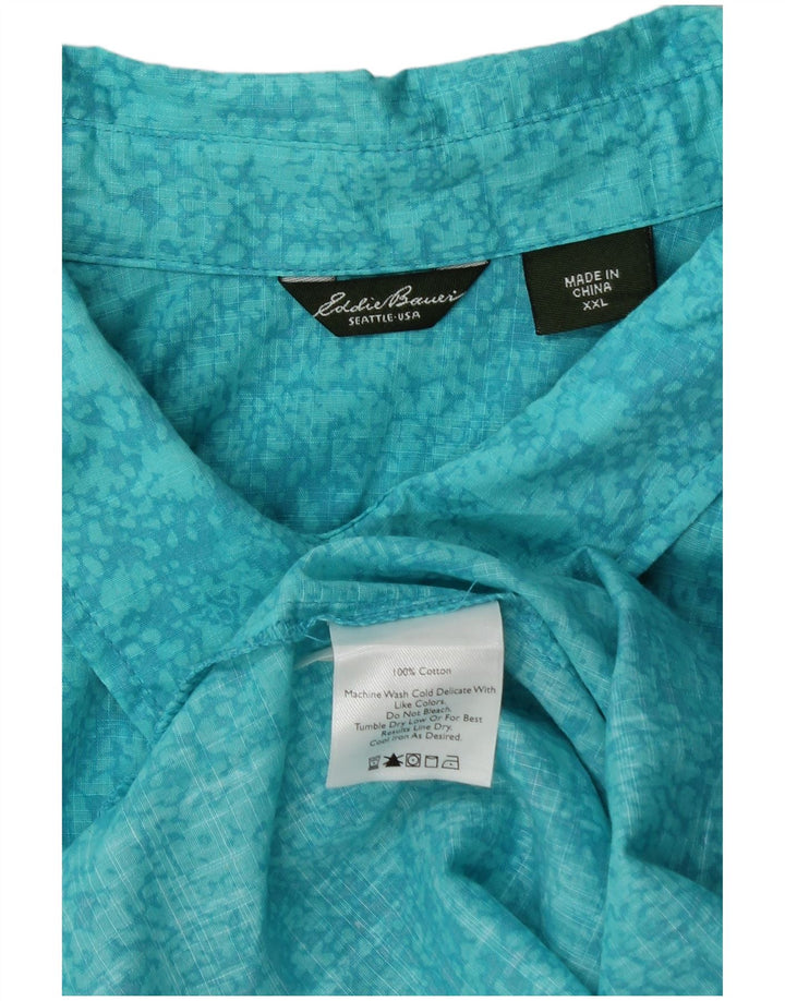 Cămașă pentru femei cu model abstract Eddie Bauer UK 20 2XL Bumbac albastru