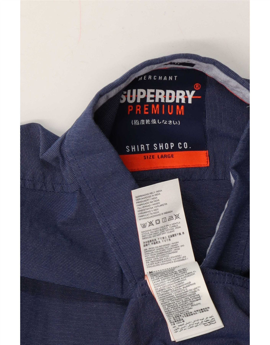 Cămașă Superdry pentru bărbați, cu mânecă scurtă, cu ajustare normală, din bumbac, albastru bleumarin mediu