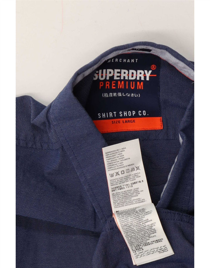 Cămașă Superdry pentru bărbați, cu mânecă scurtă, cu ajustare normală, din bumbac, albastru bleumarin mediu