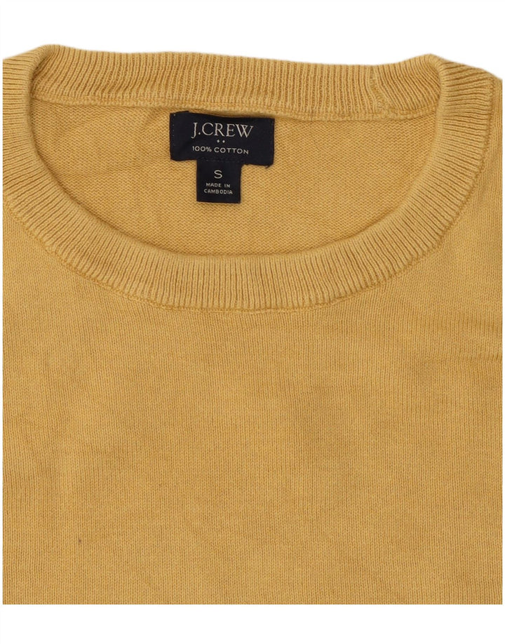 J. Crew Pulover pentru bărbați cu decolteu rotund din bumbac galben mic