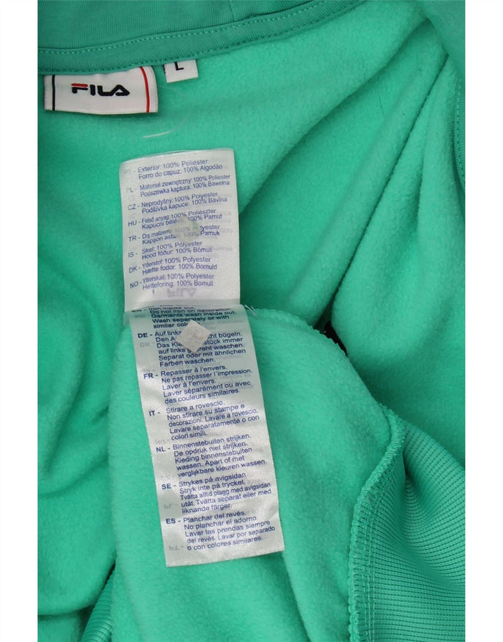 FILA Womens Oversized Hooded Fleece Jacket UK 16 Large Green Polyester Vintage Fila and Second-Hand Fila from Messina Hembry 