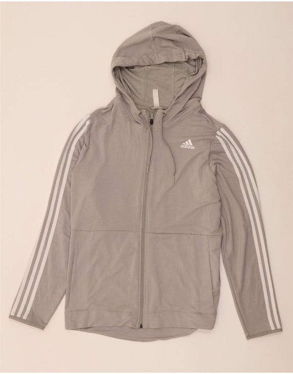 Pulover Adidas pentru femei, cu fermoar, cu glugă, UK 20/22 XL, raion gri