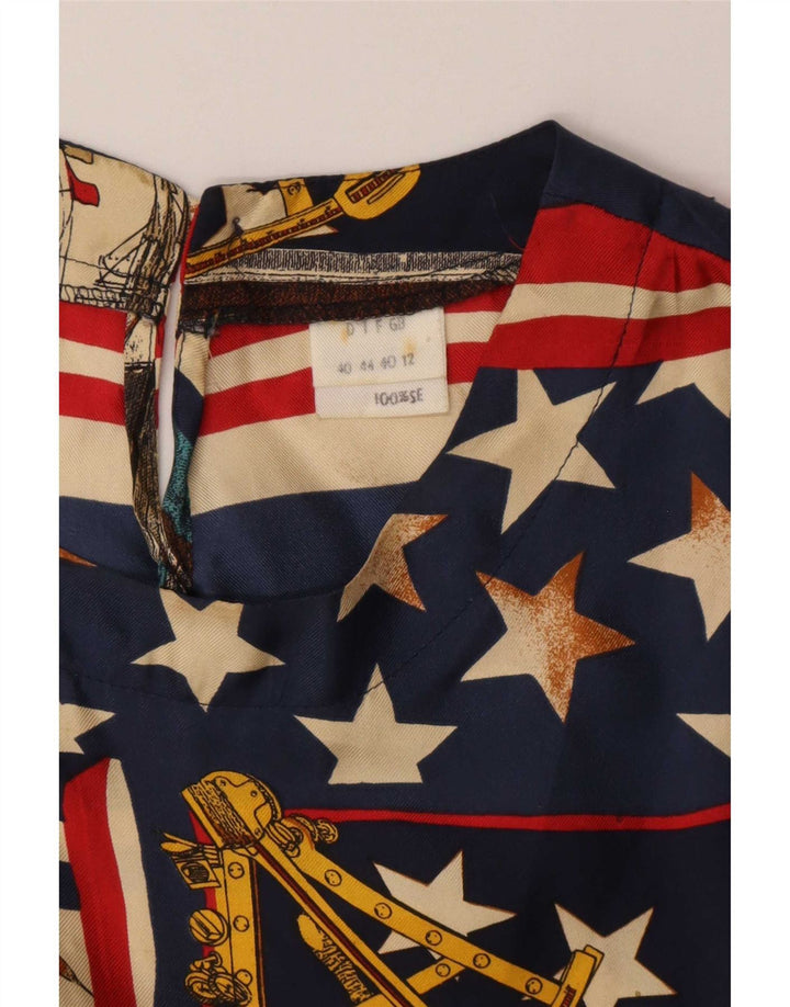 Bluză Vintage pentru femei UK 12 Medium Multicolore Nautic
