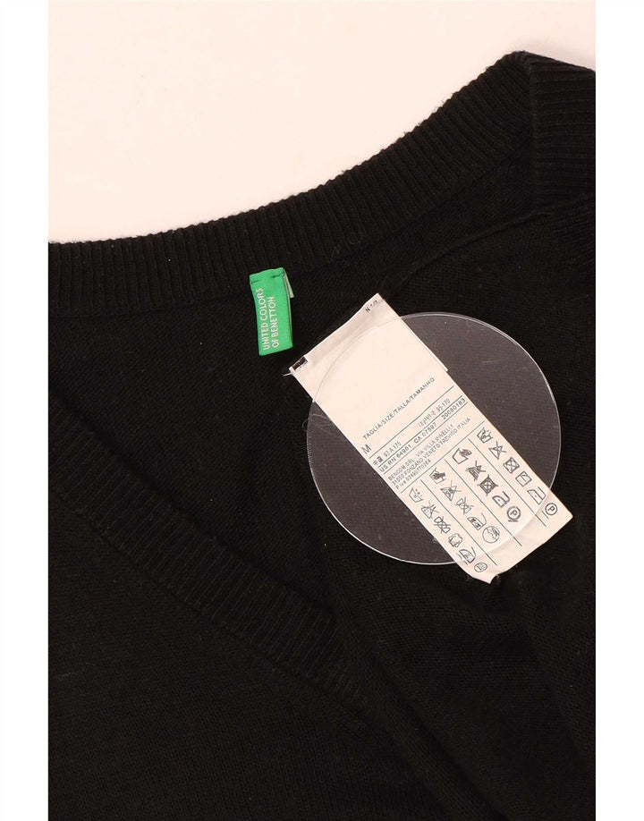 Pulover Benetton pentru bărbați cu decolteu în V, mediu acrilic, negru