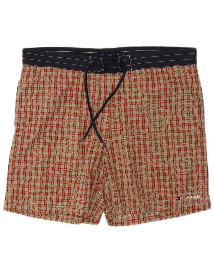 Pantaloni scurți de înot Tommy Hilfiger pentru bărbați, bumbac roșu mediu cu carouri