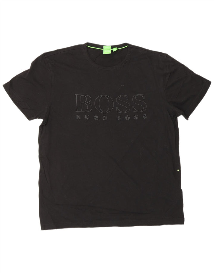 Tricou grafic HUGO BOSS pentru bărbați, cu croiala modernă, mare, negru