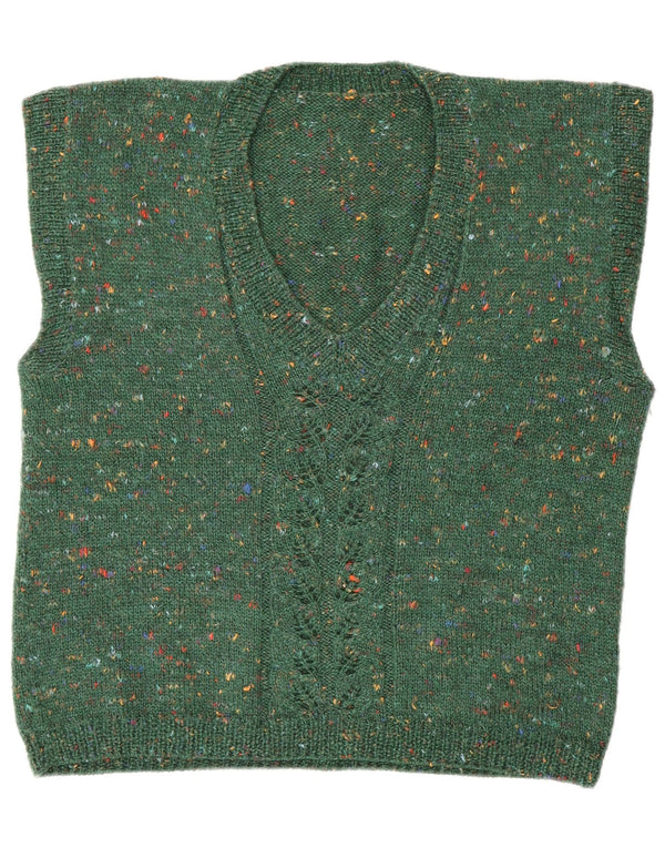 Vintage Womens Vest Tank Top UK 16 Large Green Flecked