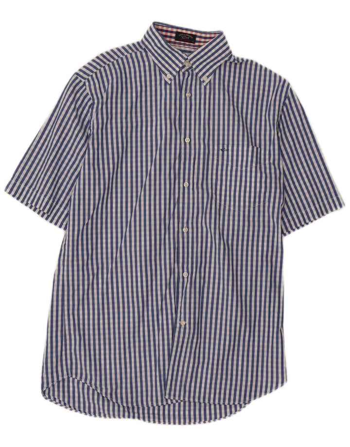 Cămașă cu mânecă scurtă pentru bărbați Paul & Shark, mărimea 40, albastru mediu Gingham