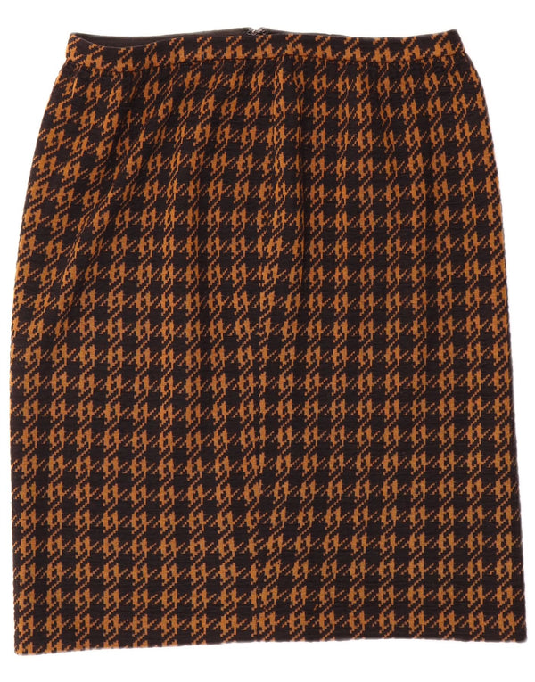 Fusta Dreaptă Vintage pentru Femei W32 Mare Maro Houndstooth