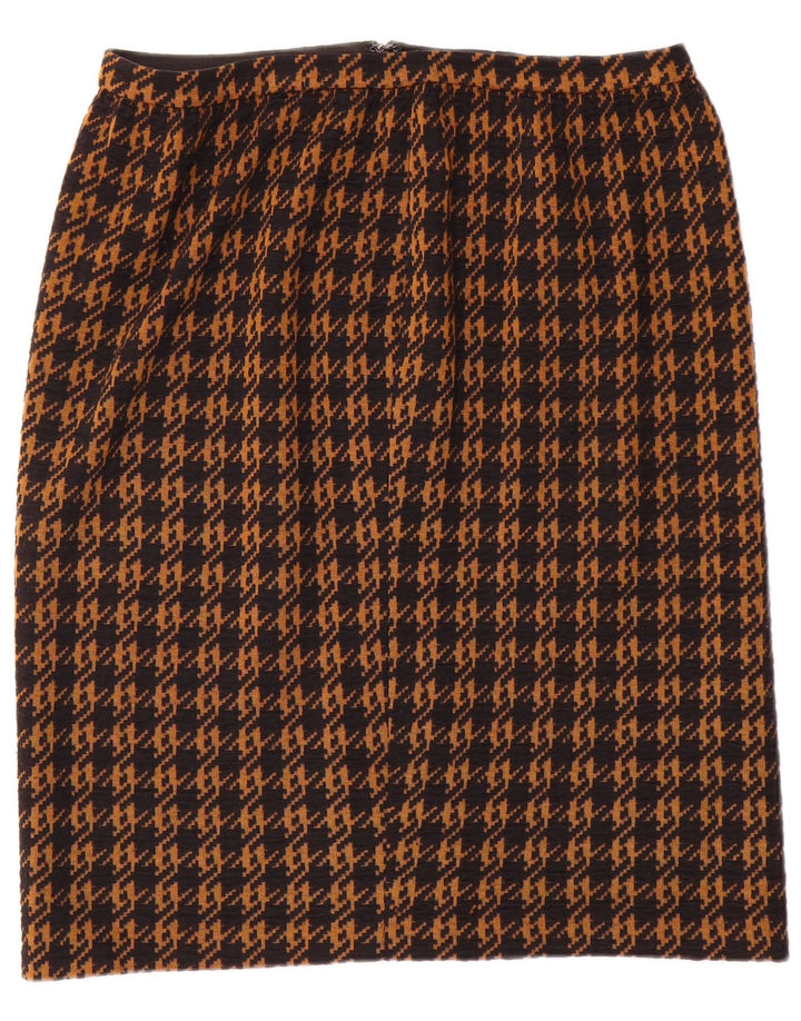 Fusta Dreaptă Vintage pentru Femei W32 Mare Maro Houndstooth