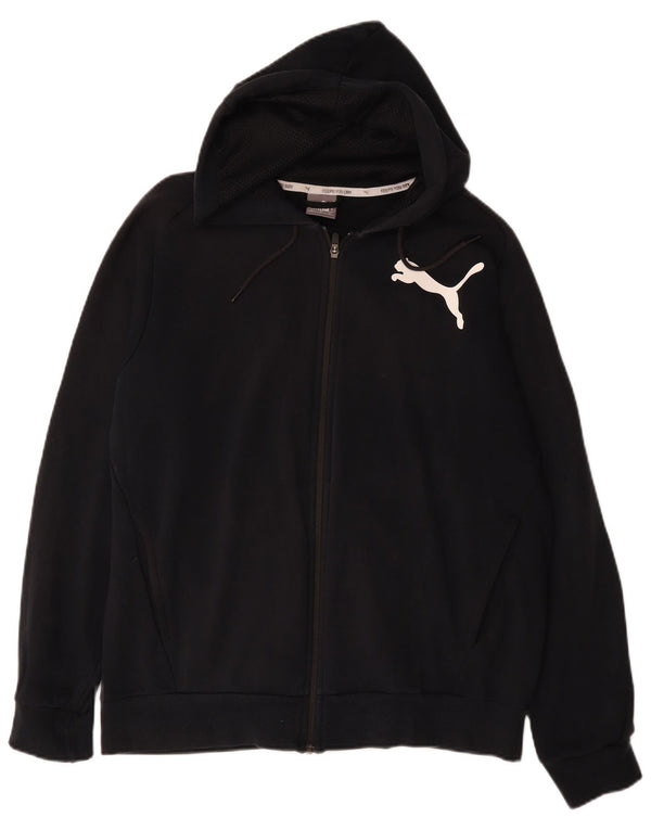 Pulover Puma Graphic Zip pentru bărbați, bumbac mare, negru