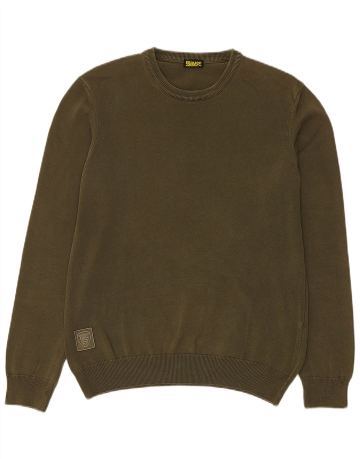Pulover Blauer pentru bărbați, cu gât crew, bumbac mic, verde