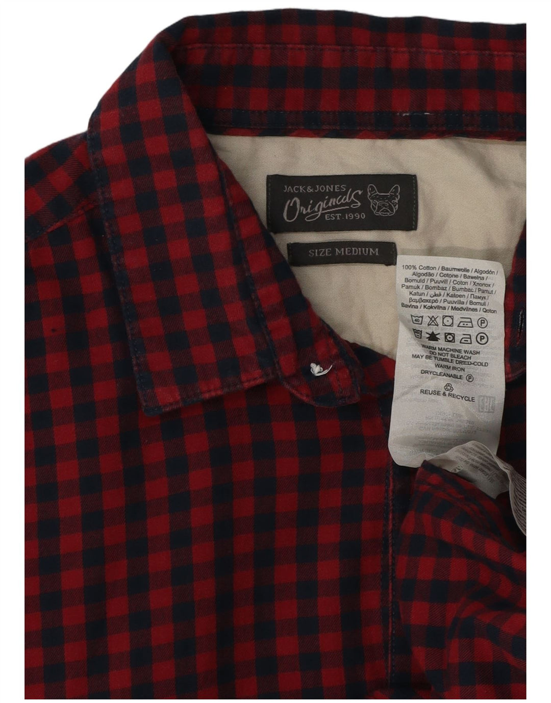 Cămașă Jack & Jones pentru bărbați cu mânecă scurtă, roșu mediu, bumbac