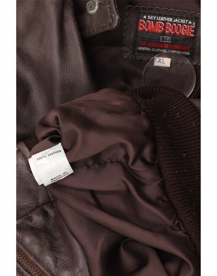 Bomb Boogie Jachetă de aviator din piele pentru bărbați UK 42 XL maro