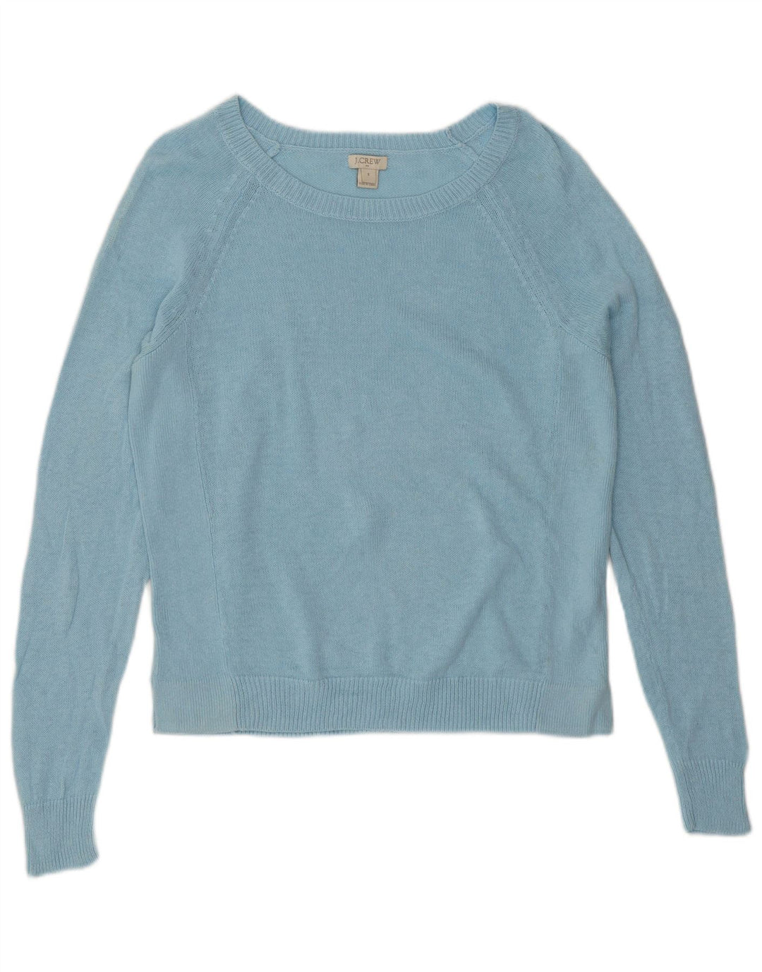 J. CREW Pulover de damă crop cu gât de barcă UK 10 Small Blue Linen