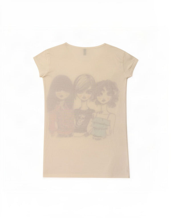 Tricou grafic Benetton pentru femei Top UK 10 Small White