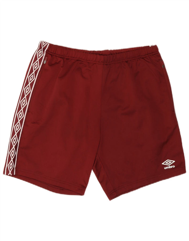 Pantaloni scurți sport grafic Umbro pentru bărbați, mari, din poliester burgundă