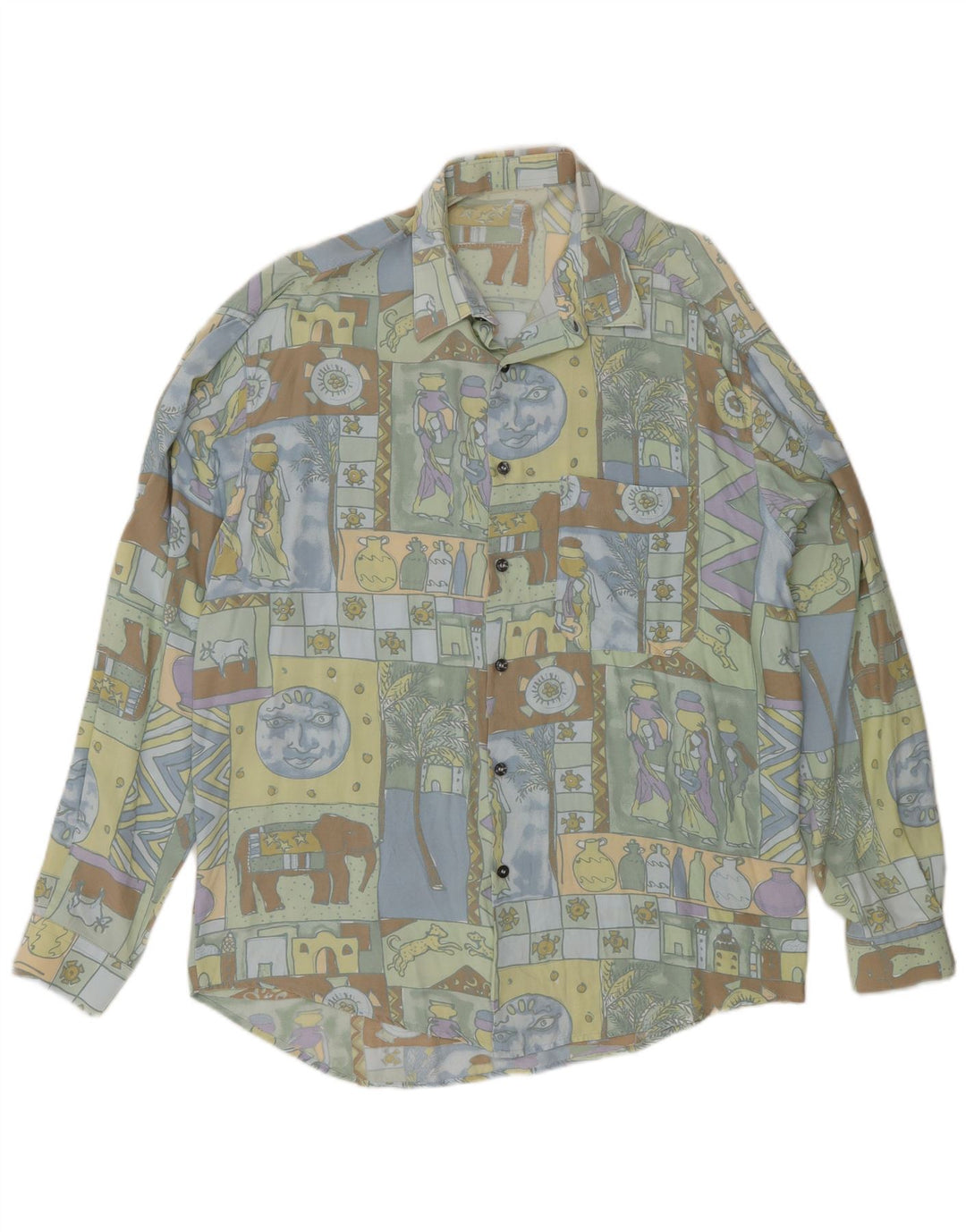 Cămașă Vintage pentru bărbați, mare, multicoloră, patchwork