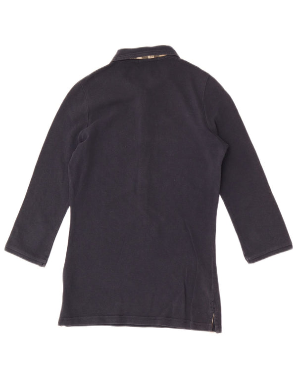 Tricou polo Burberry pentru femei cu mâneci 3/4 UK 10 mic bumbac bleumarin