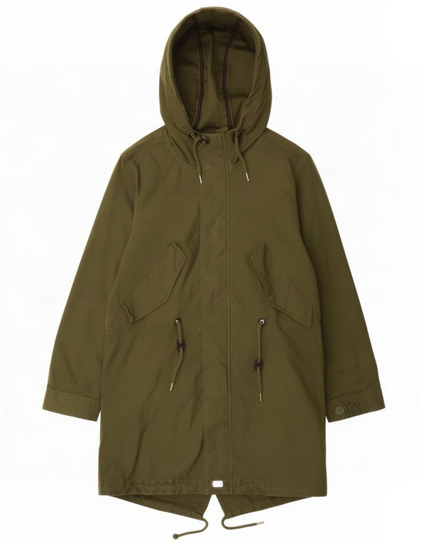 Diesel Mens Hooded Parka Jacket UK 36 Small Khaki Bumbac