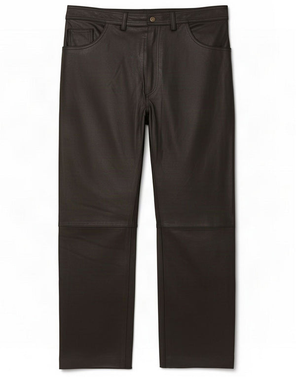 Vintage Pantaloni drepti din piele pentru bărbați W32 L28 Negru