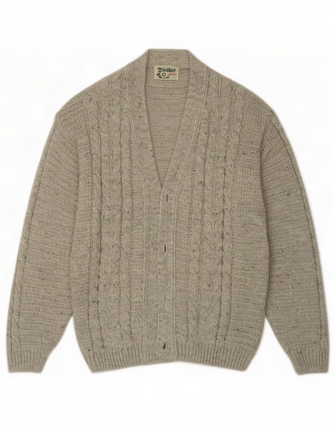 Pulover cardigan pentru bărbați Distler, lână mare, gri cu pete