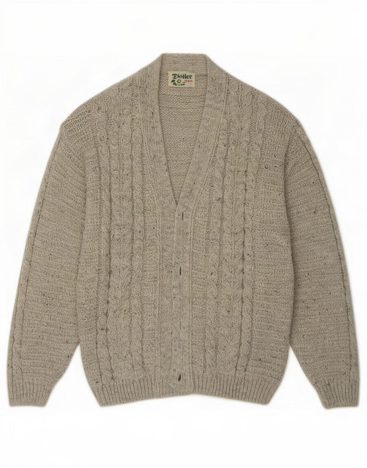 Pulover cardigan pentru bărbați Distler, lână mare, gri cu pete