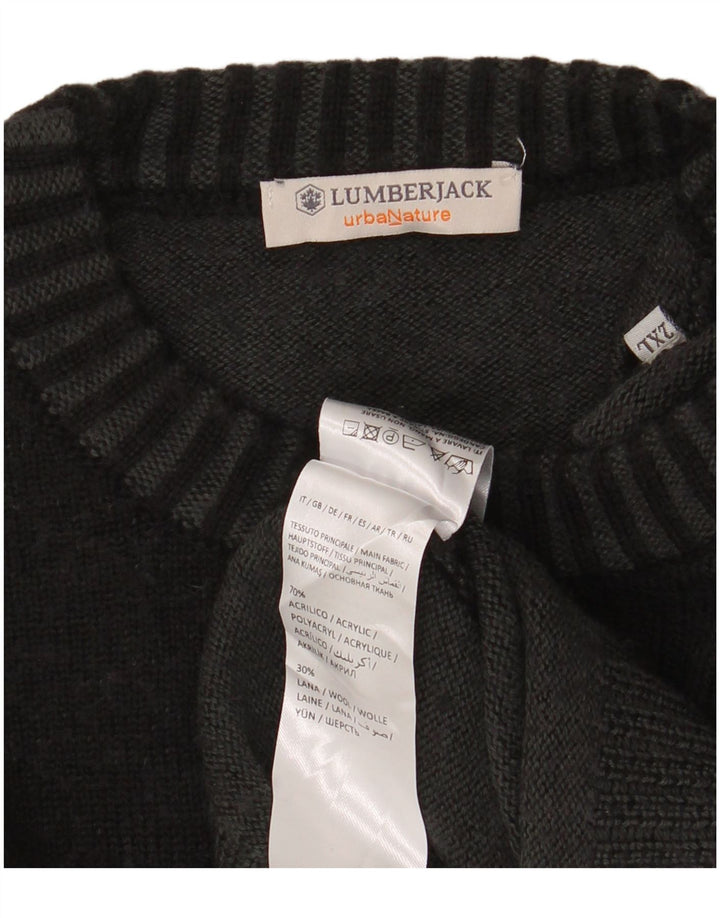 LUMBERJACK Pulover pentru bărbați cu gât roșu, 2XL, gri acrilic