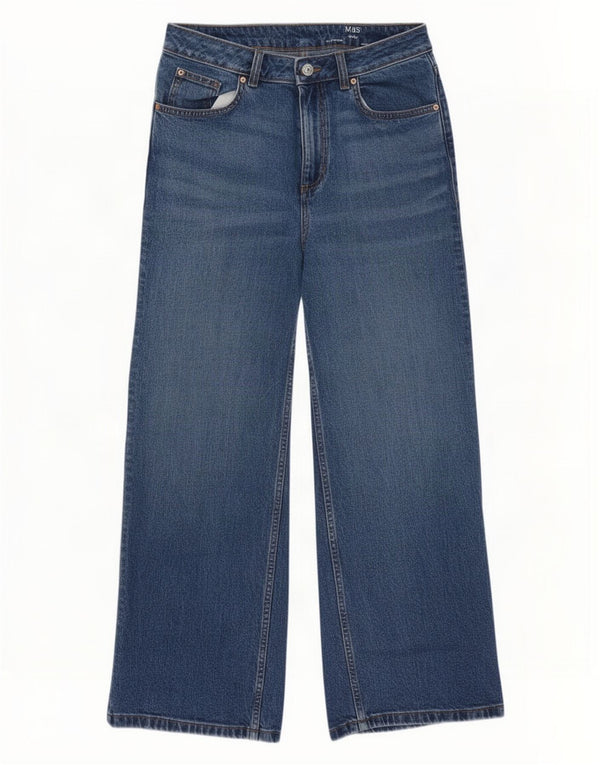 Blugi pentru femei Marks & Spencer cu picioare largi UK 12 Medium W30 L28 Blue Bumbac