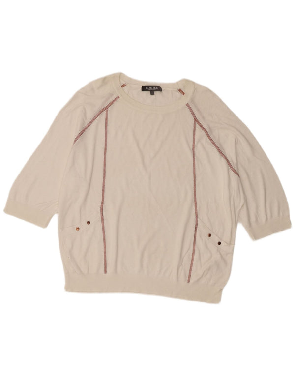 Pulover pentru femei Marks & Spencer cu gât de barcă UK 14 Large White