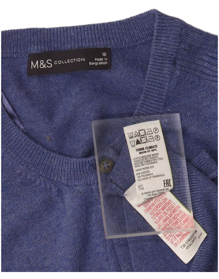 MARKS & SPENCER Pulover cardigan pentru femei UK 10 Small Blue Viscose