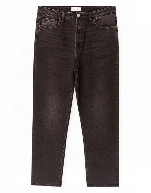 Blugi drepti pentru femei Zara EU 46 2XL W36 L28 Negri
