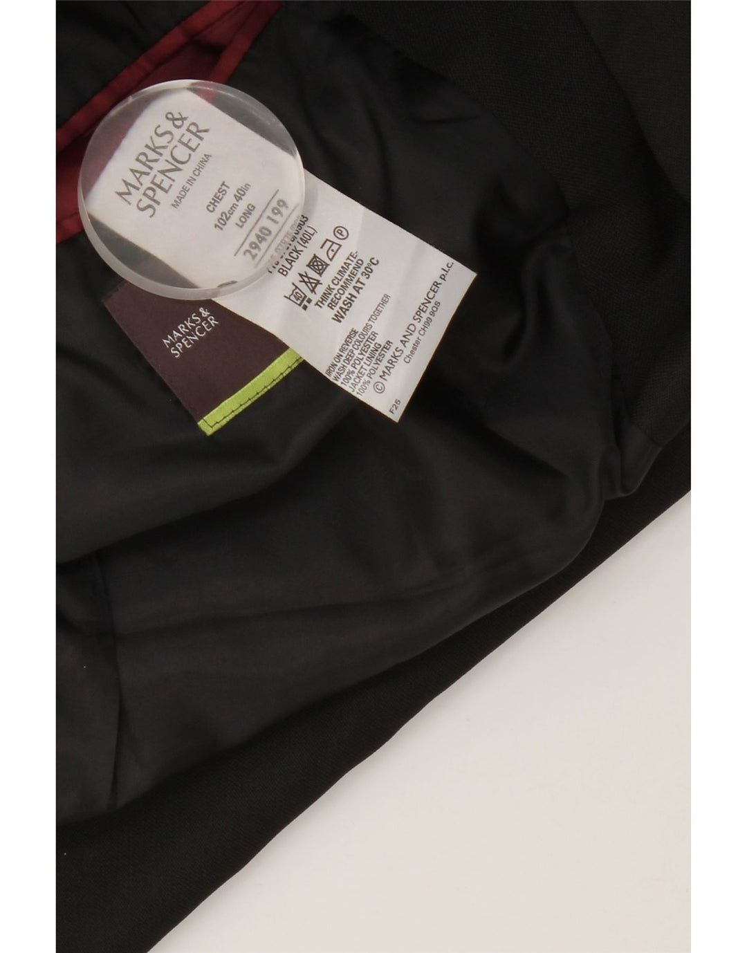 Jachetă pentru bărbați Marks & Spencer, lungă cu 3 nasturi, UK 40 Medium Black