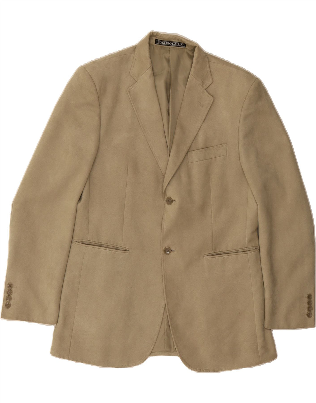 ROBERTO GALLINI Mens 2 Button Blazer Jacket UK 40 Large Beige Polyester Vintage ROBERTO GALLINI and Second-Hand ROBERTO GALLINI from Messina Hembry 