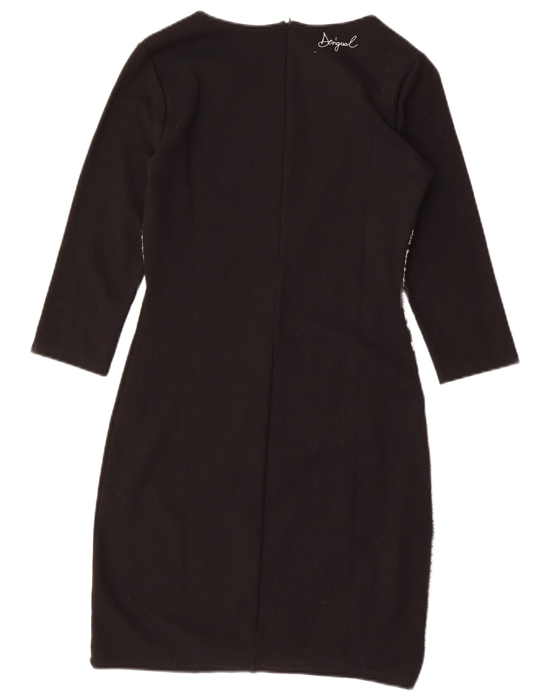 Rochie teacă cu mâneci 3/4 Desigual pentru femei UK 10, mic negru, mozaic