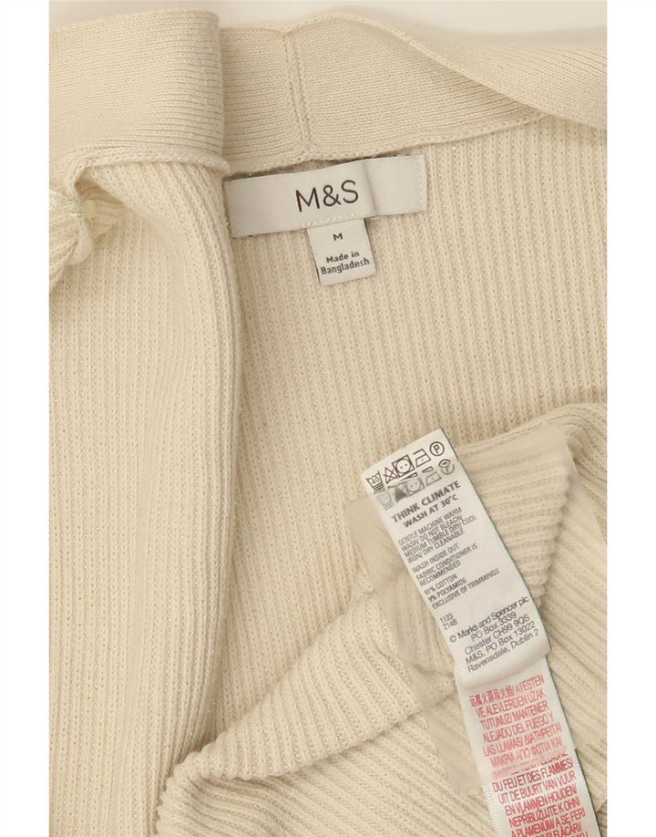 Pulover cardigan deschis pentru femei Marks & Spencer UK 14, bumbac alb mediu mediu