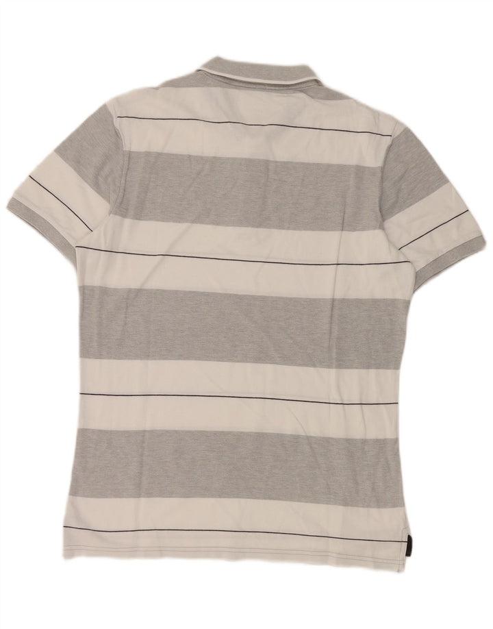 Tricou polo Benetton pentru bărbați, gri mediu cu dungi