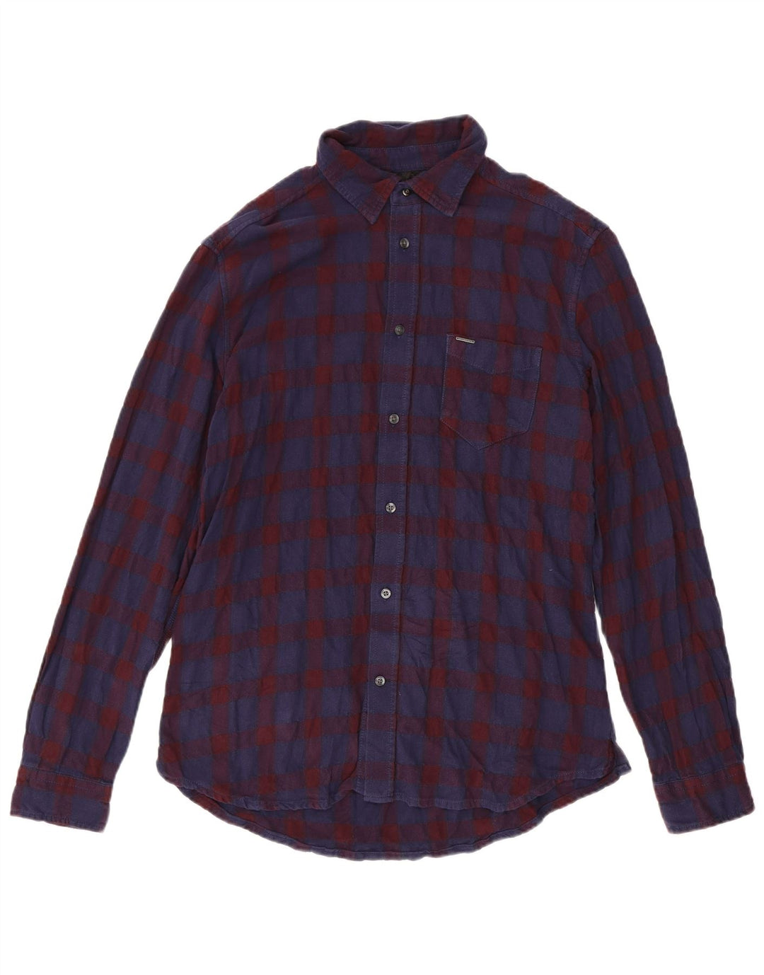 Cămașă din flanel pentru bărbați Diesel XL, bumbac cu carouri bleumarin