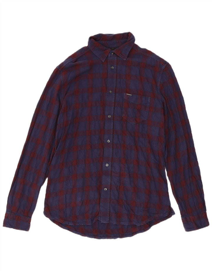 Cămașă din flanel pentru bărbați Diesel XL, bumbac cu carouri bleumarin