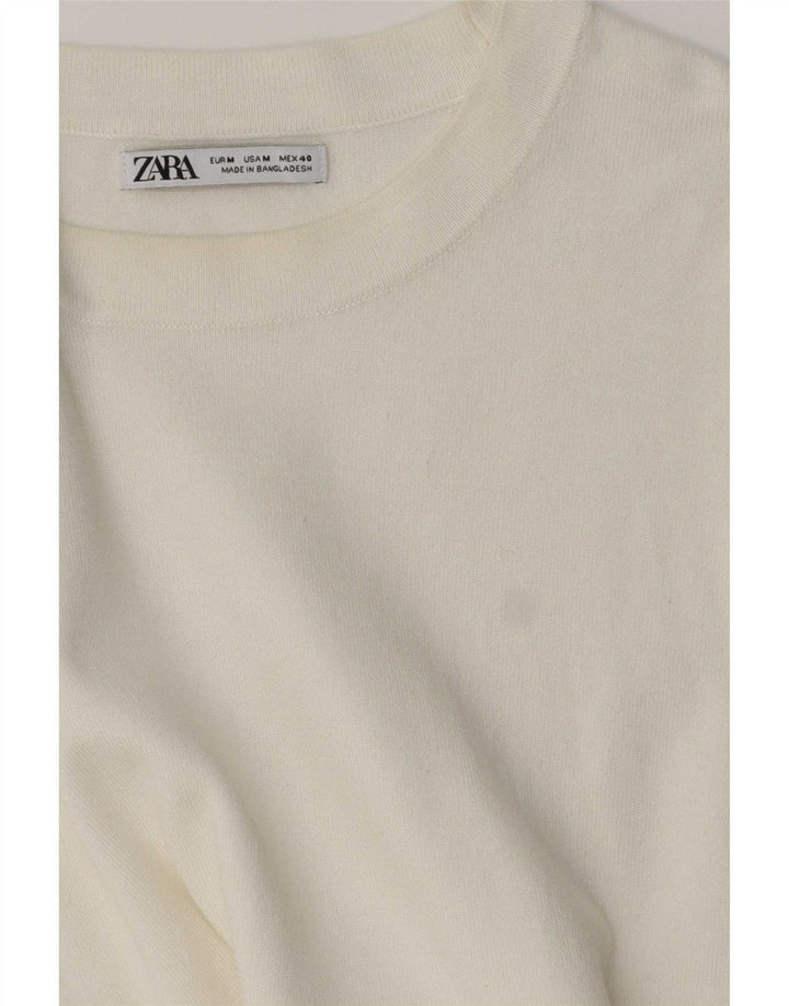 Pulover pentru bărbați Zara, cu gât crew, alb mediu