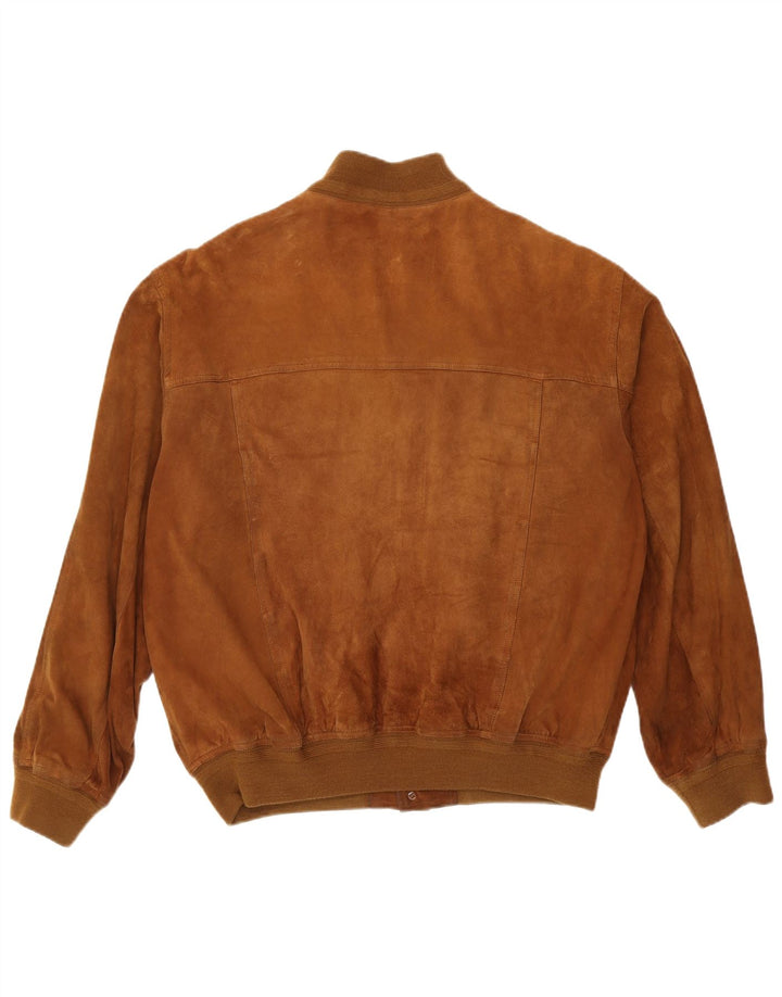 Jachetă Bomber Vintage pentru bărbați din piele intoarsa IT 55 2XL din piele maro